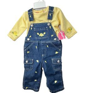 NEW Vintage Hopscotch Overall Bibs Baby Girl Size 12 Months Dead Stock‎ Y2K